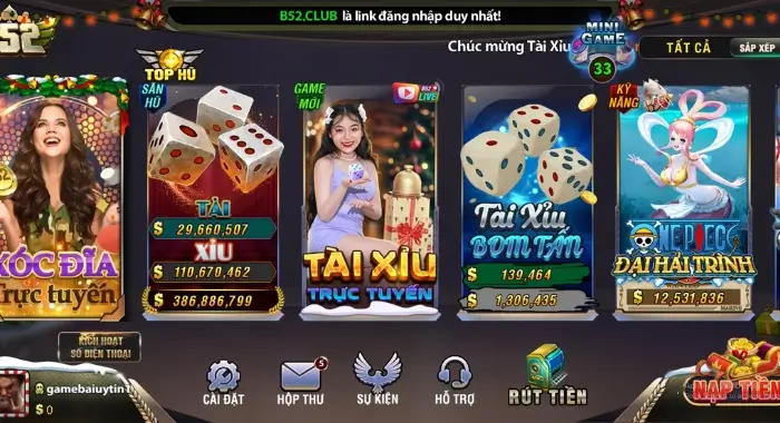 Giao diện cổng game B52 Club