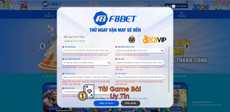 Gaio diện đăng ký tài khoản thành viên F8Bet99 Vip