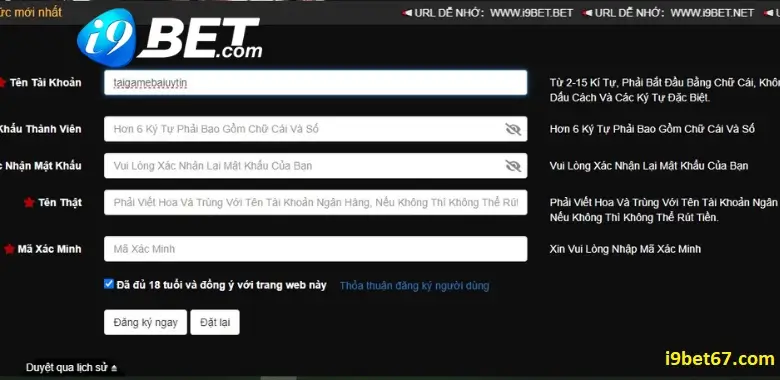 đăng ký tài khoản i9bet67 com